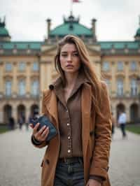 woman as digital nomad in Vienna with the Schönbrunn Palace in the background