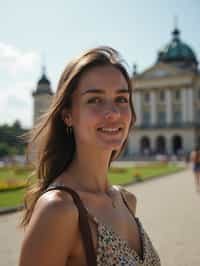 woman as digital nomad in Vienna with the Schönbrunn Palace in the background