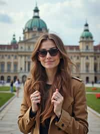 woman as digital nomad in Vienna with the Schönbrunn Palace in the background