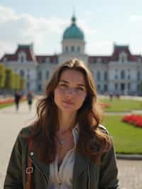 woman as digital nomad in Vienna with the Schönbrunn Palace in the background