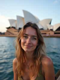 woman as digital nomad in Sydney with the Sydney Opera House in the background