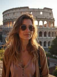 woman as digital nomad in Rome with the Colosseum in the background