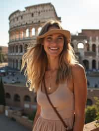 woman as digital nomad in Rome with the Colosseum in the background