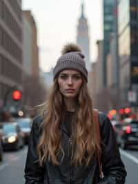 woman as digital nomad in New York City with Manhattan in background