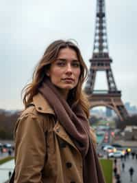 woman as digital nomad in Paris with the Eiffel Tower in background