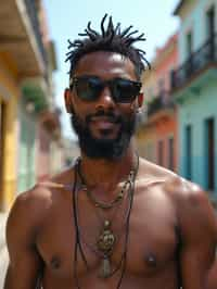 man as digital nomad in Havana with the colorful old town in the background