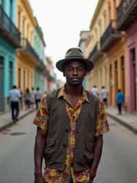 man as digital nomad in Havana with the colorful old town in the background