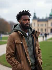 man as digital nomad in Vienna with the Schönbrunn Palace in the background