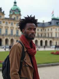 man as digital nomad in Vienna with the Schönbrunn Palace in the background