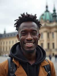 man as digital nomad in Vienna with the Schönbrunn Palace in the background