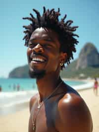 man as digital nomad in Rio de Janeiro at Ipanema Beach