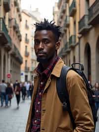 man as digital nomad in Barcelona center