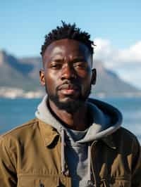 man as digital nomad in Cape Town with the Table Mountain in the background