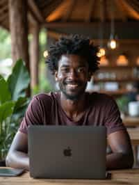 man as digital nomad in Chiang Mai in front of coworking