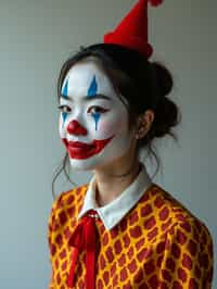 woman as Clown with Clown Makeup, blank background