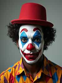 man as Clown with Clown Makeup, blank background