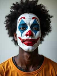 man as Clown with Clown Makeup, blank background