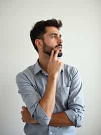 thinking ruminating contemplating contemplation pondering, blank background