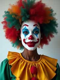 woman as Clown with Clown Makeup, blank background