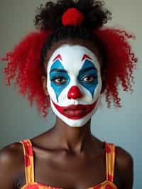 woman as Clown with Clown Makeup, blank background