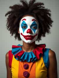 woman as Clown with Clown Makeup, blank background