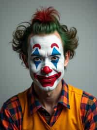 man as Clown with Clown Makeup, blank background