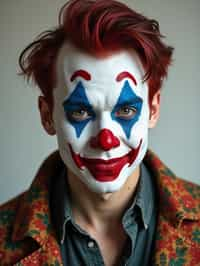 man as Clown with Clown Makeup, blank background