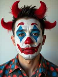 man as Clown with Clown Makeup, blank background