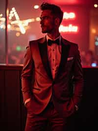 a man wearing  silk suit in night club, instagram photo, instagram,  fit body'