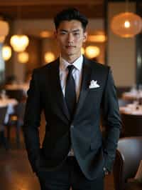 a man wearing  luxurious suit in luxury restaurant, instagram photo, instagram,  fit body