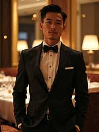 a man wearing  luxurious suit in luxury restaurant, instagram photo, instagram,  fit body