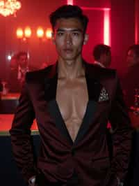 a man wearing  silk suit in night club, instagram photo, instagram,  fit body'