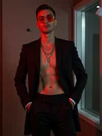 man wearing  nightclub outfit in try on fashion shoot for Zara Shein H&M