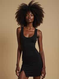 woman wearing bodycon dress  in try on fashion shoot for Zara Shein H&M