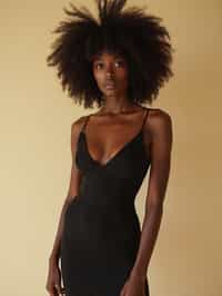 woman wearing bodycon dress  in try on fashion shoot for Zara Shein H&M