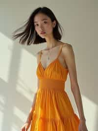 woman wearing summer dress  in try on fashion shoot for Zara Shein H&M