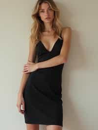 woman wearing bodycon dress  in try on fashion shoot for Zara Shein H&M