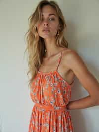 woman wearing summer dress  in try on fashion shoot for Zara Shein H&M