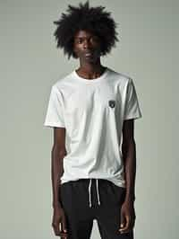 man wearing  t-shirt and gym shorts in try on fashion shoot for Zara Shein H&M