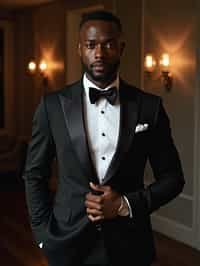 an alluring masculine  man dressed in elegant evening wear