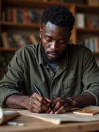 masculine  man engaging in a hobby or craft