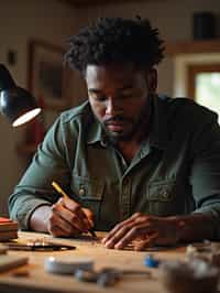 masculine  man engaging in a hobby or craft