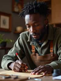 masculine  man engaging in a hobby or craft