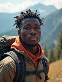 masculine  man in going hiking outdoors in mountains