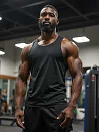 masculine  man wearing  or shorts and sports top in the fitness gym