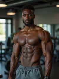 masculine  man wearing  or shorts and sports top in the fitness gym