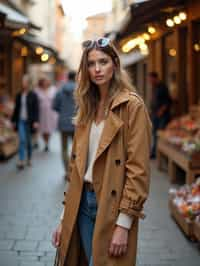 a stylish  feminine woman exploring a street market