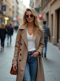 feminine woman taking a casual stroll through a cityscape