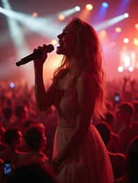 feminine woman enjoying a concert or music festival