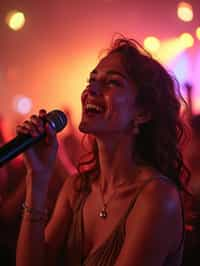 feminine woman enjoying a concert or music festival